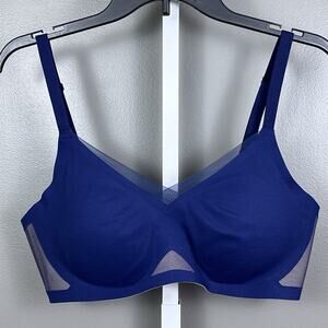 Honeylove CrossOver Bra Size Large Dark Blue Removable Pads Cross Over Bralette